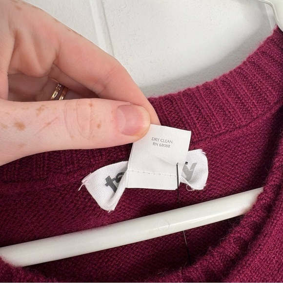 Tsesay 100% Cashmere Puff Sleeve Sweater Short Sleeve Size Small Fall Magenta - Picture 6 of 7